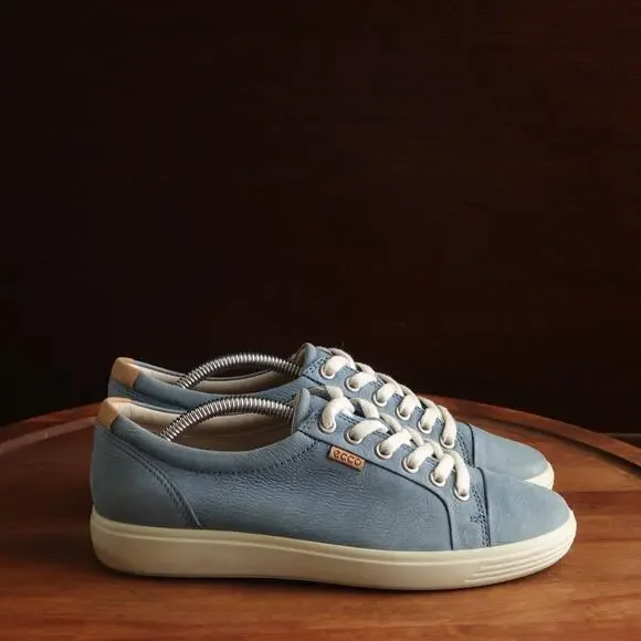 Ecco Sneakers Womens SZ EU 37 US 6 Blue Soft 7 Comfort Walking Casual Low Shoes - Picture 1 of 14